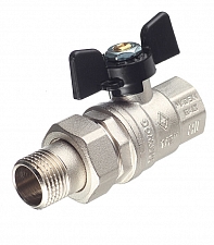 Шаровой латунный кран ВР-ВР полнопроходной, ручка-бабочка, c дренажным вентилем, Bugatti серии 332 Oregon