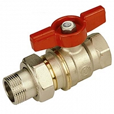 Кран шаровой латунный, американка муфта-штуцер, вода, пар, Ру 16, T 150оС 15